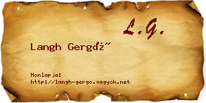 Langh Gergő névjegykártya